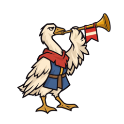 Goose herald with a horn